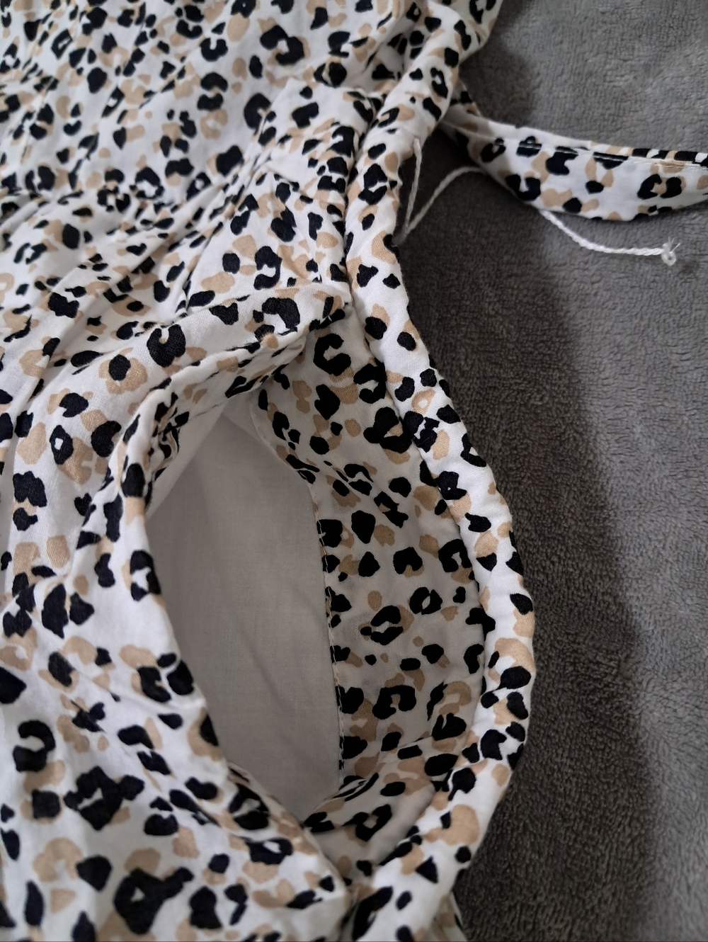 J. Crew Cotton Lightweight Cream Leopard-Print Long Sleeve Dress Pockets Sz. XL - Picture 5 of 10
